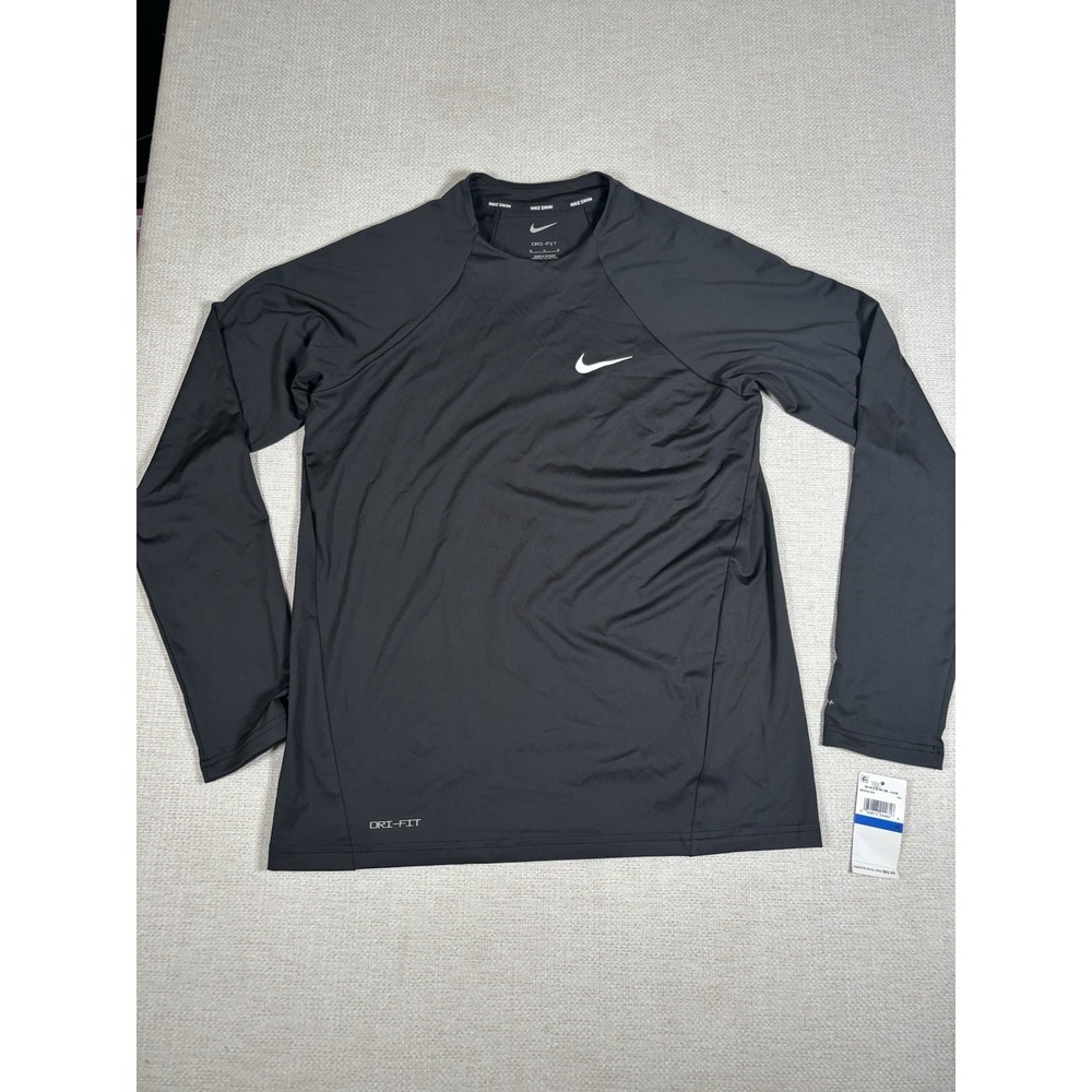 Nike Essential Hydroguard Long Sleeve Swim Shirt Women Medium Black UPF40 NWT